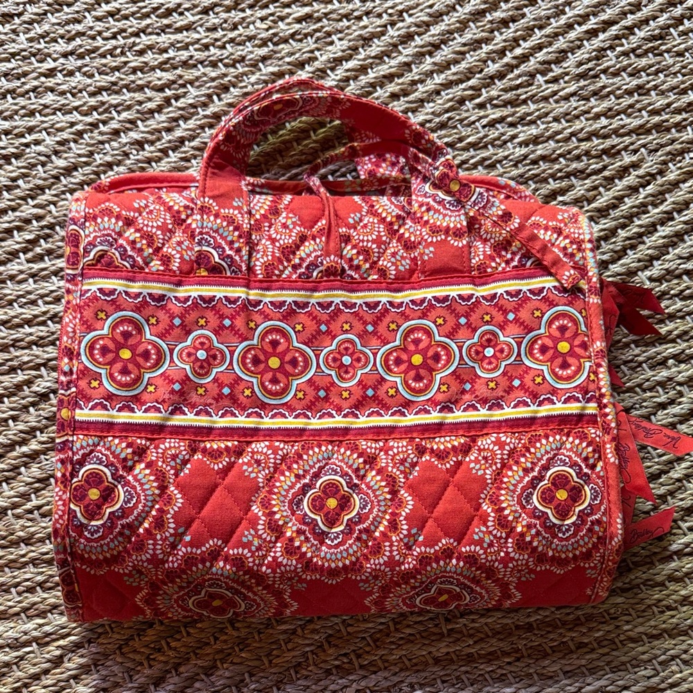 Vera Bradley Orange Quilted Floral Travel/Makeup hanging Tote